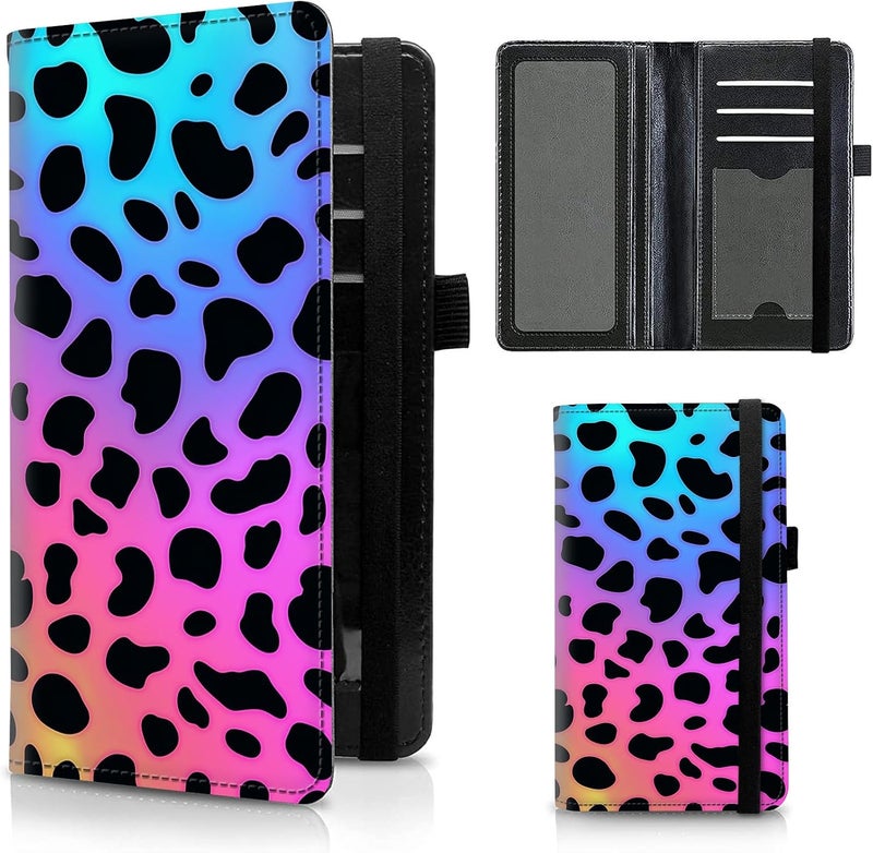 FUYOCWE Leather Checkbook Covers for Men Women Check book Holder Cover Wallets for Personal Checkbook Duplicate Checks with RFID Blocking & Elastic Strap-Colorful Leopard Print - Image 1